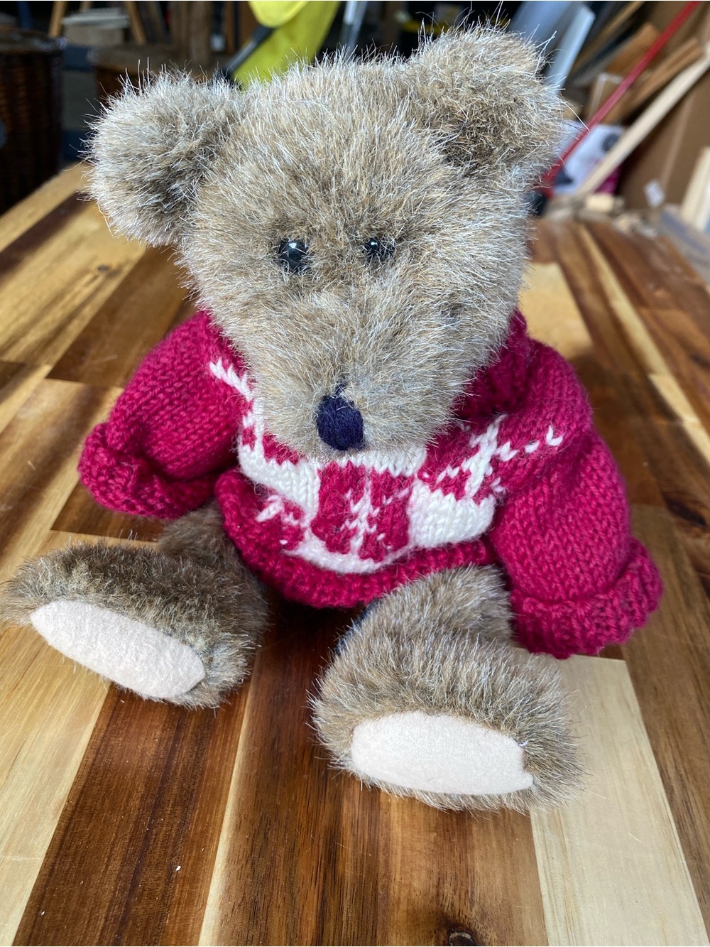 Boyds Bears Plush Bear in Maroon and White Knit Sweater